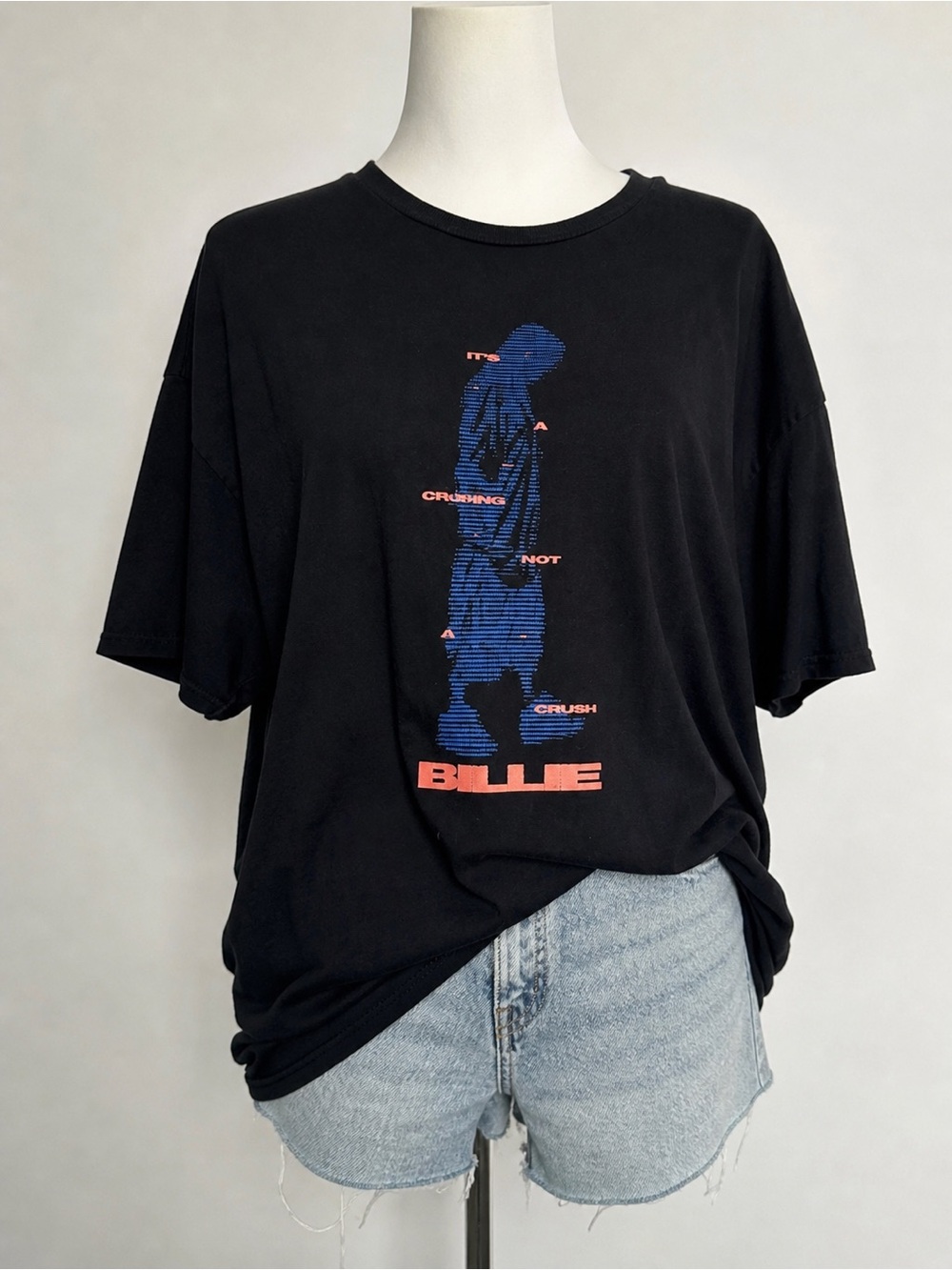 Authentic Billie Eilish Graphic T-Shirt Black Oversized Tour Style Tee Medium